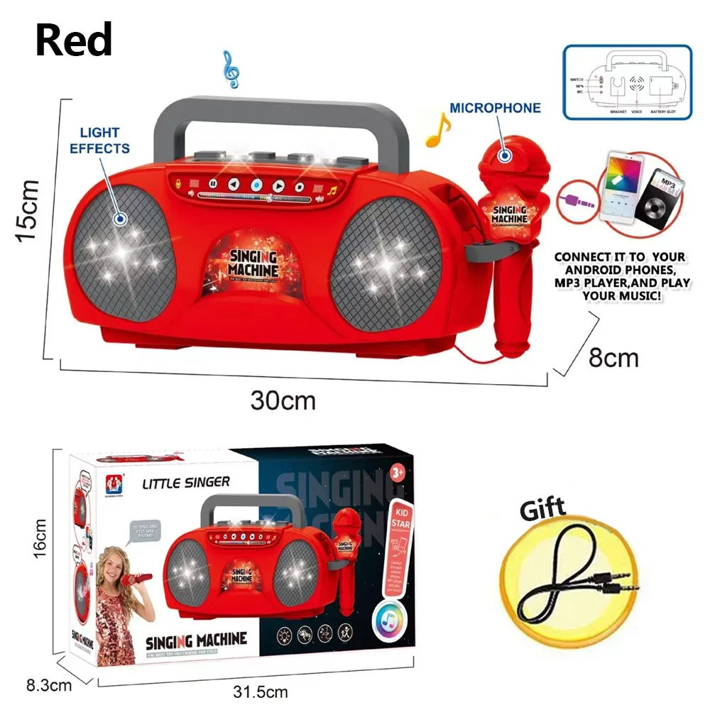 New Educational Children Singing Machine Portable Gifts Kids Microphone Karaoke with Lights Music Instrument Toys For Girl Boy