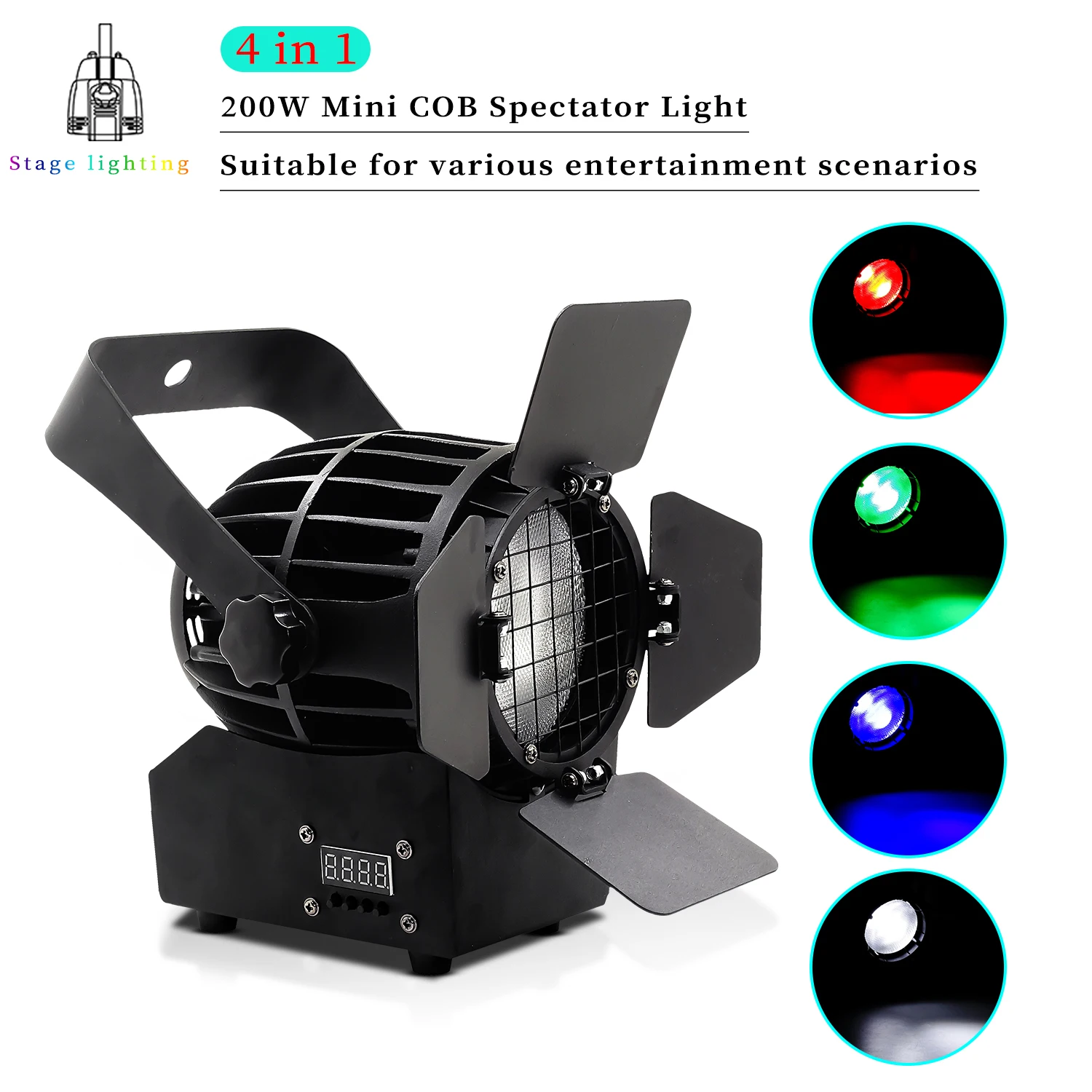 

Мини 200 Вт COB RGBW 4 в 1 светодиодный прожектор с управлением DMX DJ дискотека проектор для освещения сцены церковного рынка