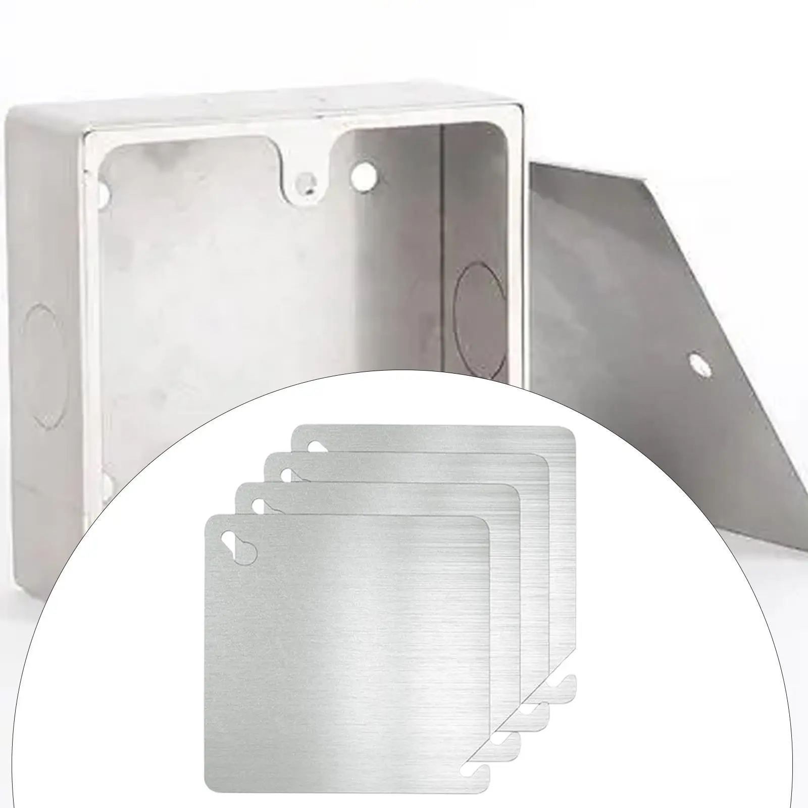 

4x Junction Box Covers Electrical Boxes Accessories Metal Electrical Box Cover Plates for Living Room Bathroom Wall Kitchen