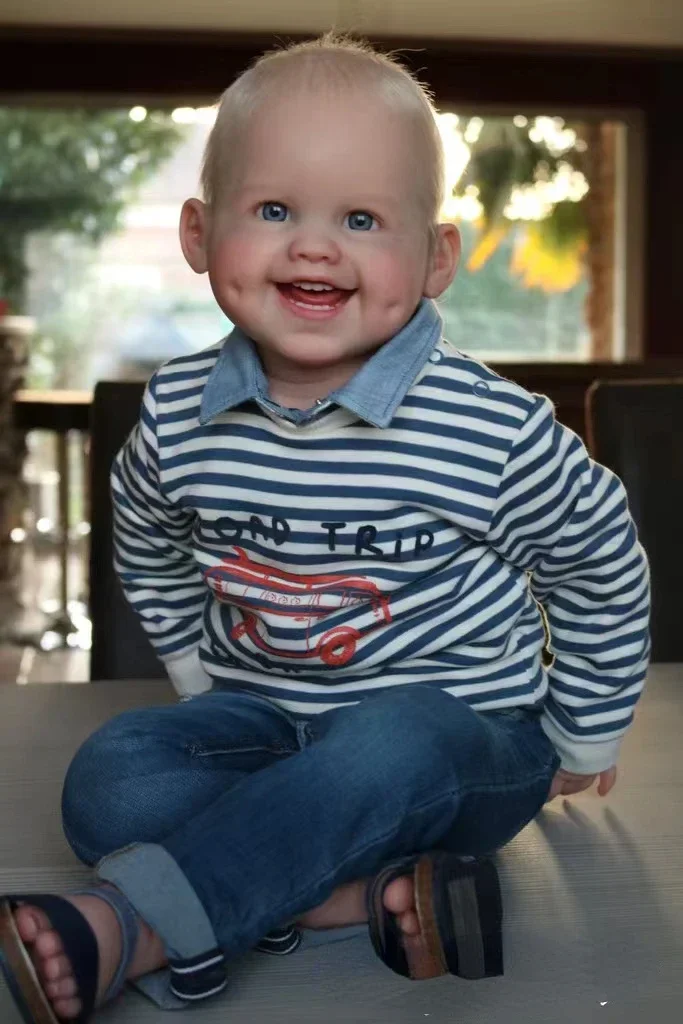 DLS Customized exclusive offer 29‘’Reborn Baby Dimple Boy Huge Boy With Hand-Rooted Short Blond Hair Christmas Gift