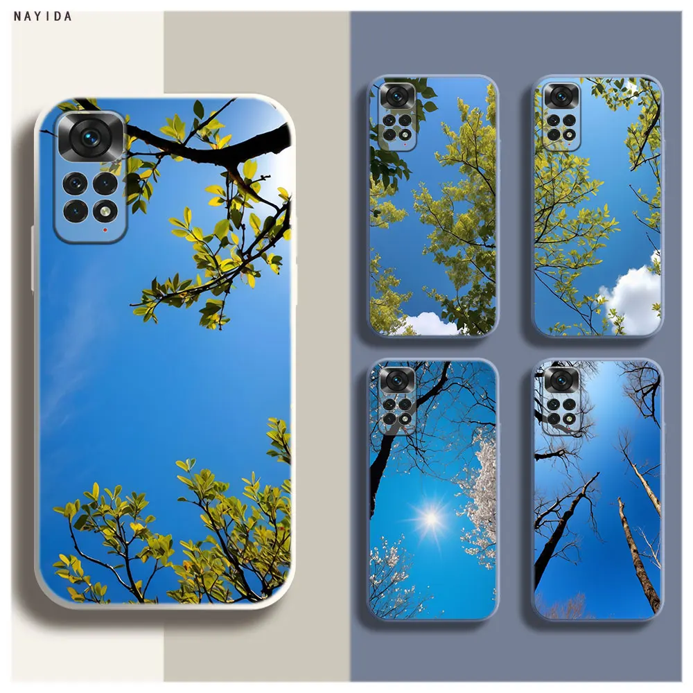 Soft Silicone Phone Case For Xiaomi Redmi Note 12 11 12S Pro Plus 12c 11a 4G 5G Original Cover Branches and Blue Sky