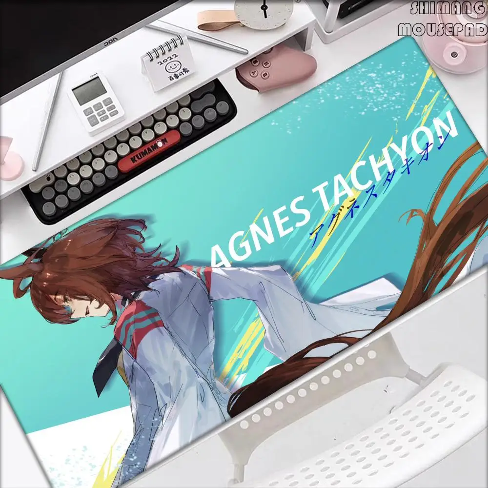 Uma Anime Girl Mouse Pad Agnes Tachyon Gaming Desk Mat Kawaii Manga Large Keyboard Pad Desk Decor PC Accessories