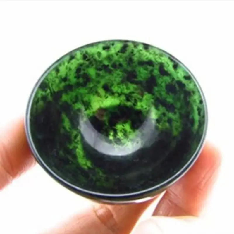 30*50mm Natural Green Jade Teacup Magnetic Stone Health Gongfu Teaware Chinese Tea Ceremony Master Cup Kung Fu Tea Bowl