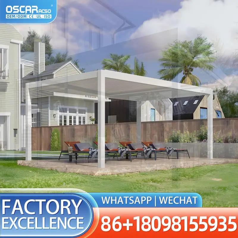 Bioclimatic Custom Aluminium Manual Louvre Roof Remote Control Gazebo for Garden Outdoor pergola