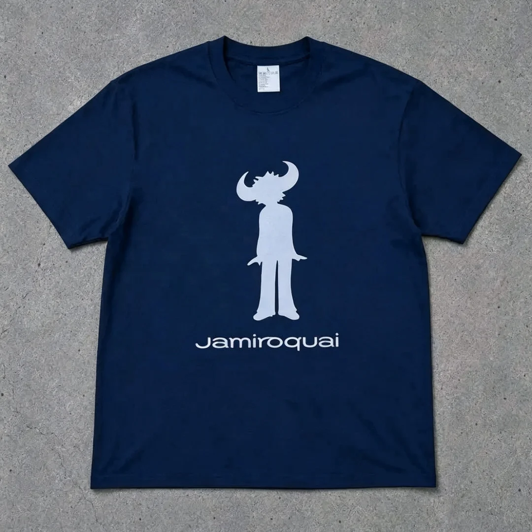Jamiroquai Buffalo Hat Silhouette Logo Print T-Shirt Unisex Locker Geschnittenes Oversized Harajuku Streetwear Baumwoll-Sommer-Grafik-T-Shirt – Detail 5