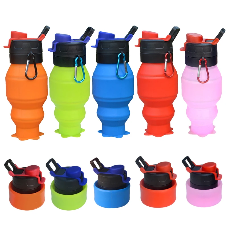 

530ML Collapsible Water Bottle, Reuseable BPA Free Silicone Foldable Bottles Portable Hiking Cup For Outdoor Mountaineering Tour