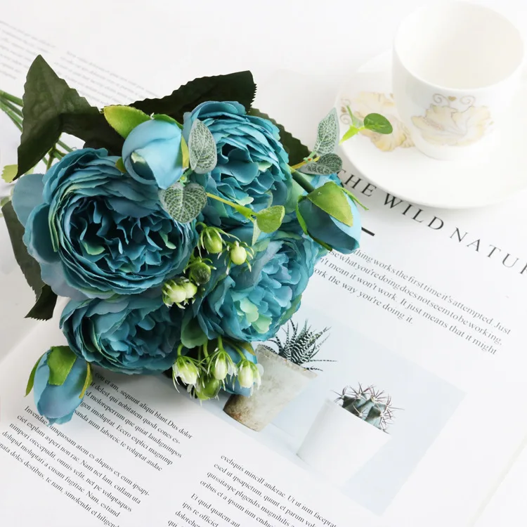 Künstliche Blumen, Rosen, Seidenpfingstrosen, Brautstrauß, Heimdekoration, Tischdekoration, Festival, Hochzeit, Scrapbook, künstliche Pflanzen, DIY-Geschenke, Requisiten – Detail 7