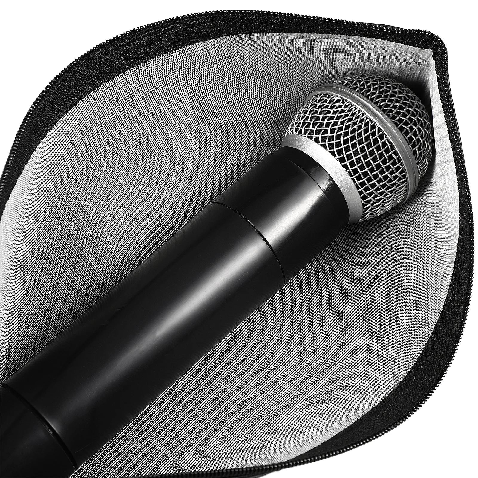 

4Pcs Microphone Storage Pouch PU Travel Carrying Case Portable Mic Holder Zipper Protective Microphone Carrier