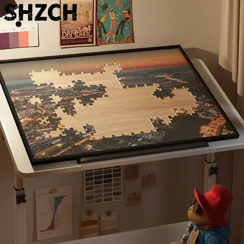 Foldable Lifting Puzzle Table Painting Special Work Table Bed Side Mobile Laptop Table Furniture Home Student Writing Desk