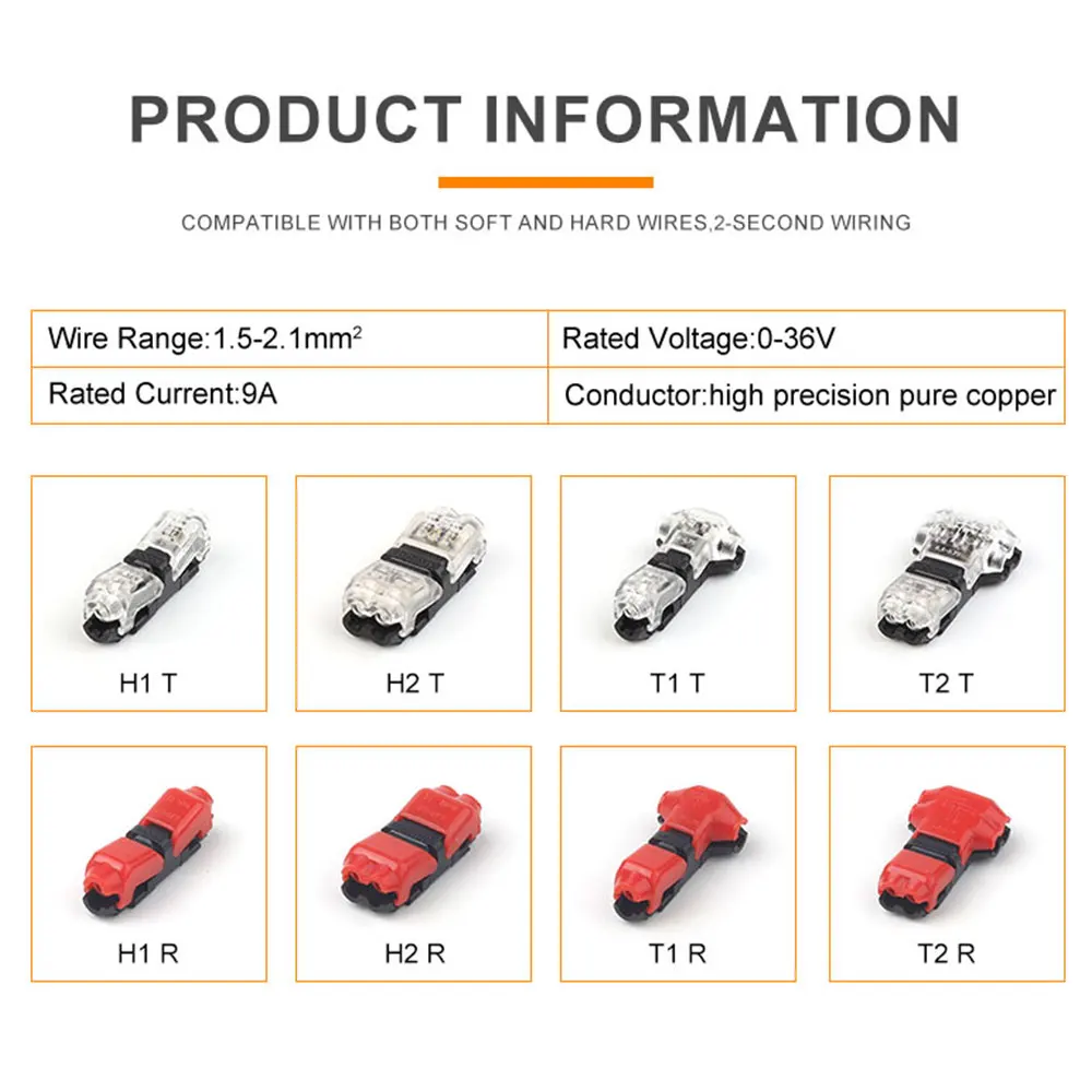 10PCS Quick Splice I/T Type Locking Wire Connector Crimp Terminal Block Toolless Snap Splitter No Stripping Cable Connectors