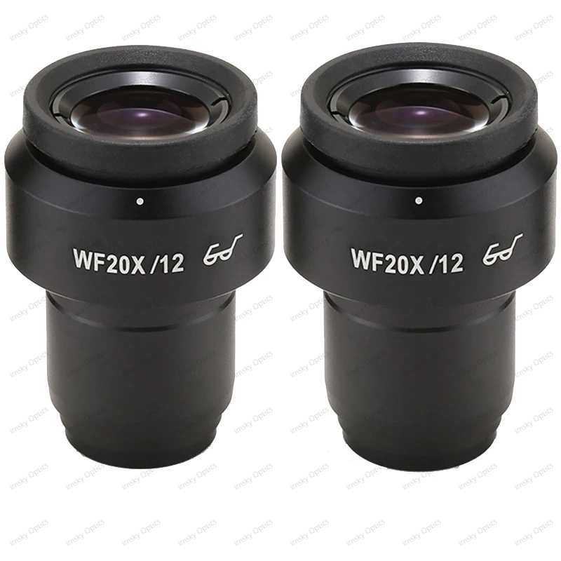 2 szt. 1 szt. Regulowany okular WF20X WF20X/12MM z wysokim punktem widzenia dzikie pole okular do stereoskopowej lornetki mikroskop trójokularowy rozmiar 30MM