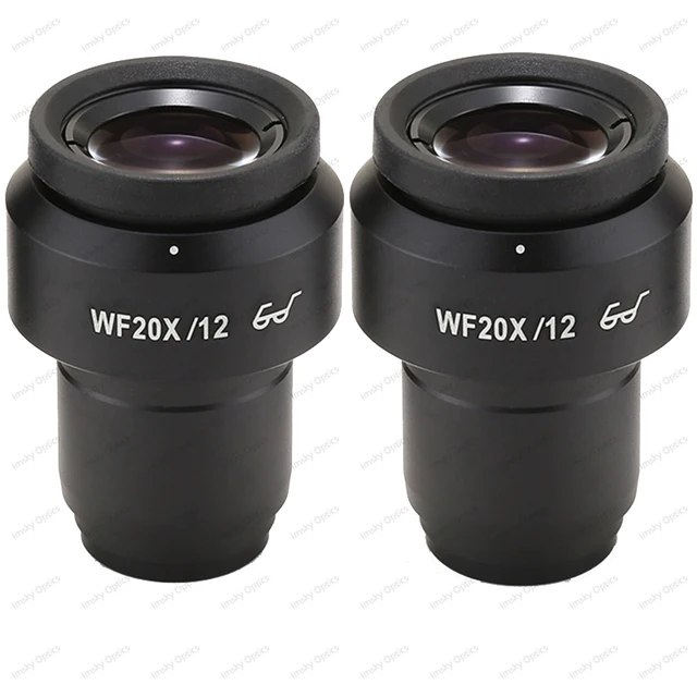 2 szt. 1 szt. Regulowany okular WF20X WF20X/12MM z wysokim punktem widzenia dzikie pole okular do stereoskopowej lornetki mikroskop trójokularowy rozmiar 30MM
