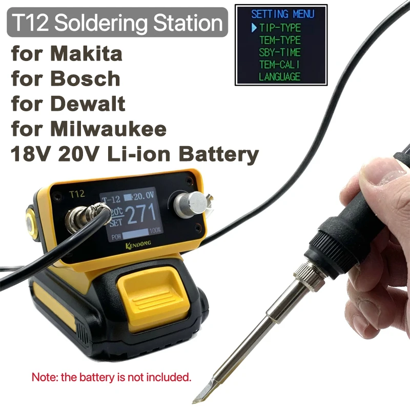 Estación de soldadura inalámbrica PTS300D T12 para Dewalt, batería de iones de litio de 20V Max para batería Makita/Milwaukee/Bosch, soldadura