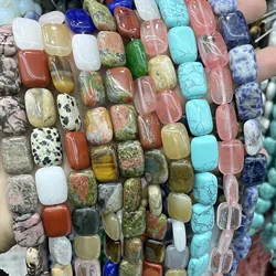 12X16MM Natural Stone Agates Jades Quartz Tiger Eye Square Spacer Beads For Jewelry Making DIY Bracelet Necklace Accessories