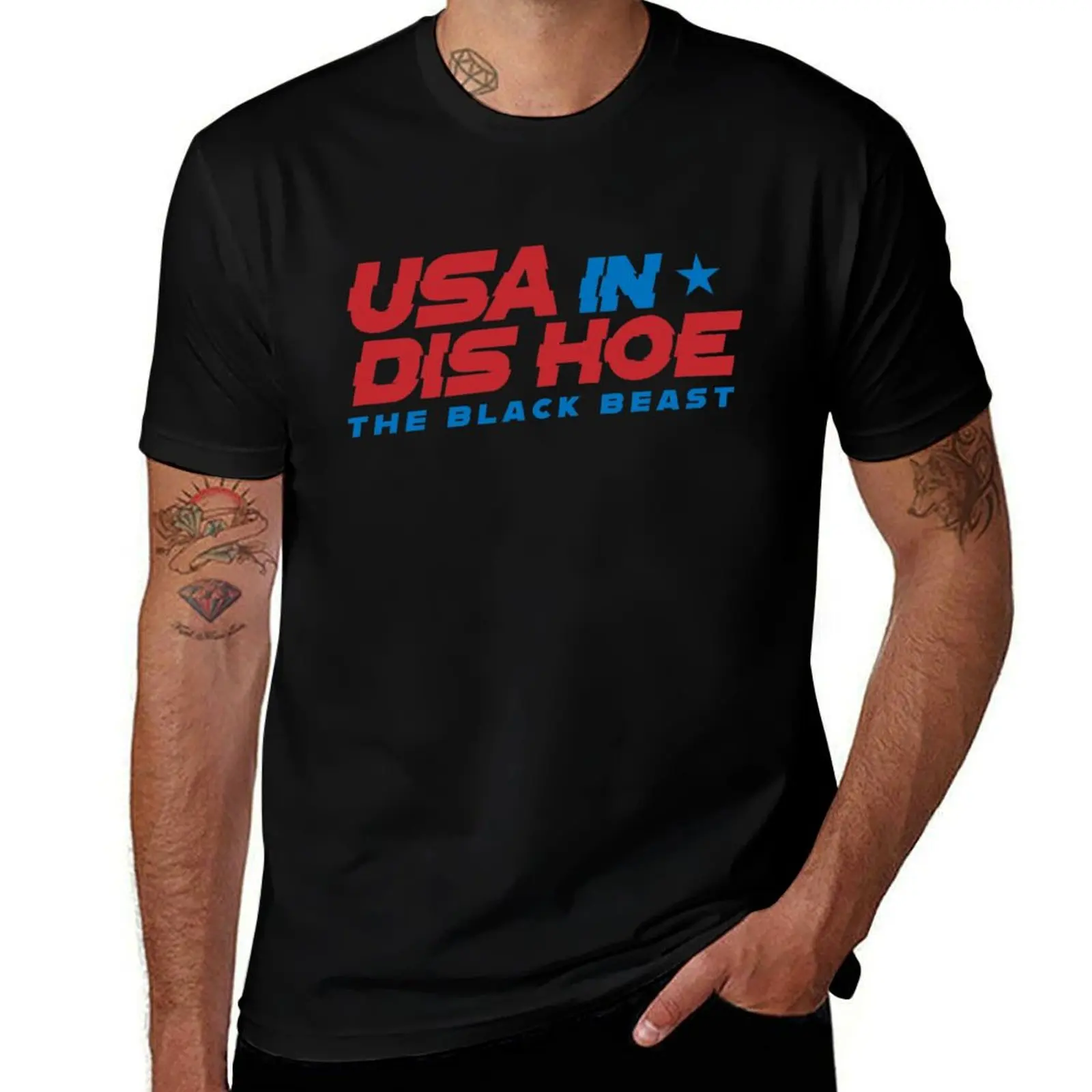Derrick Lewis USA IN DIS HOE The Black Beast T-Shirt Plus Size Summer Casual T-Shirt