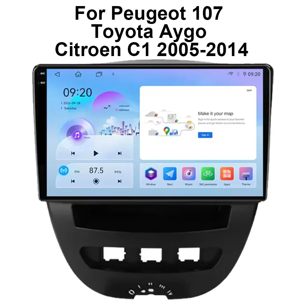 Car Android 16 For Peugeot 107 Toyota Aygo Citroen C1 2005-2014 Auto Navigation Player Multimedia  Auto Carplay 2Din DVD Stereo