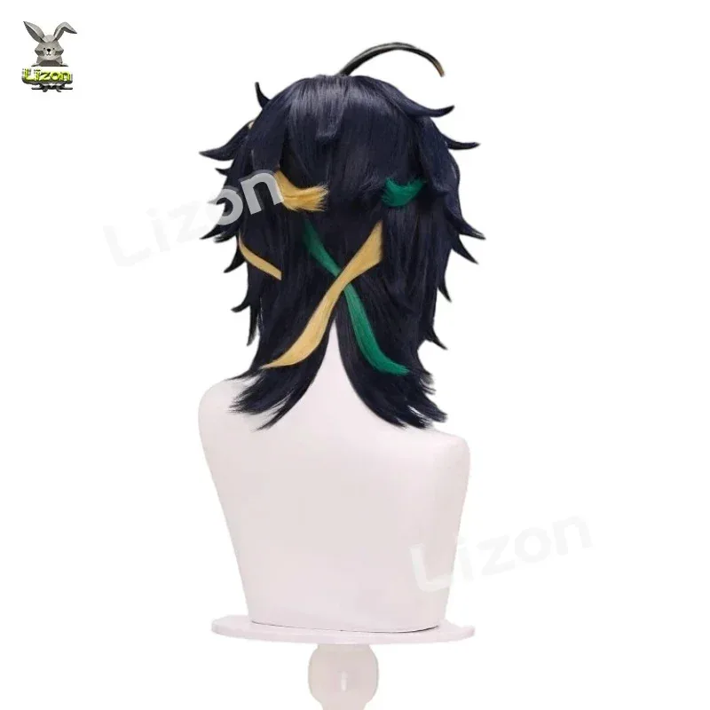 

CyKinich Wig Game Genshin Impact Cosplay Wig Men 45cm Short Hair Natlan Kinich Cosplay Tattoo Ear clip Halloween