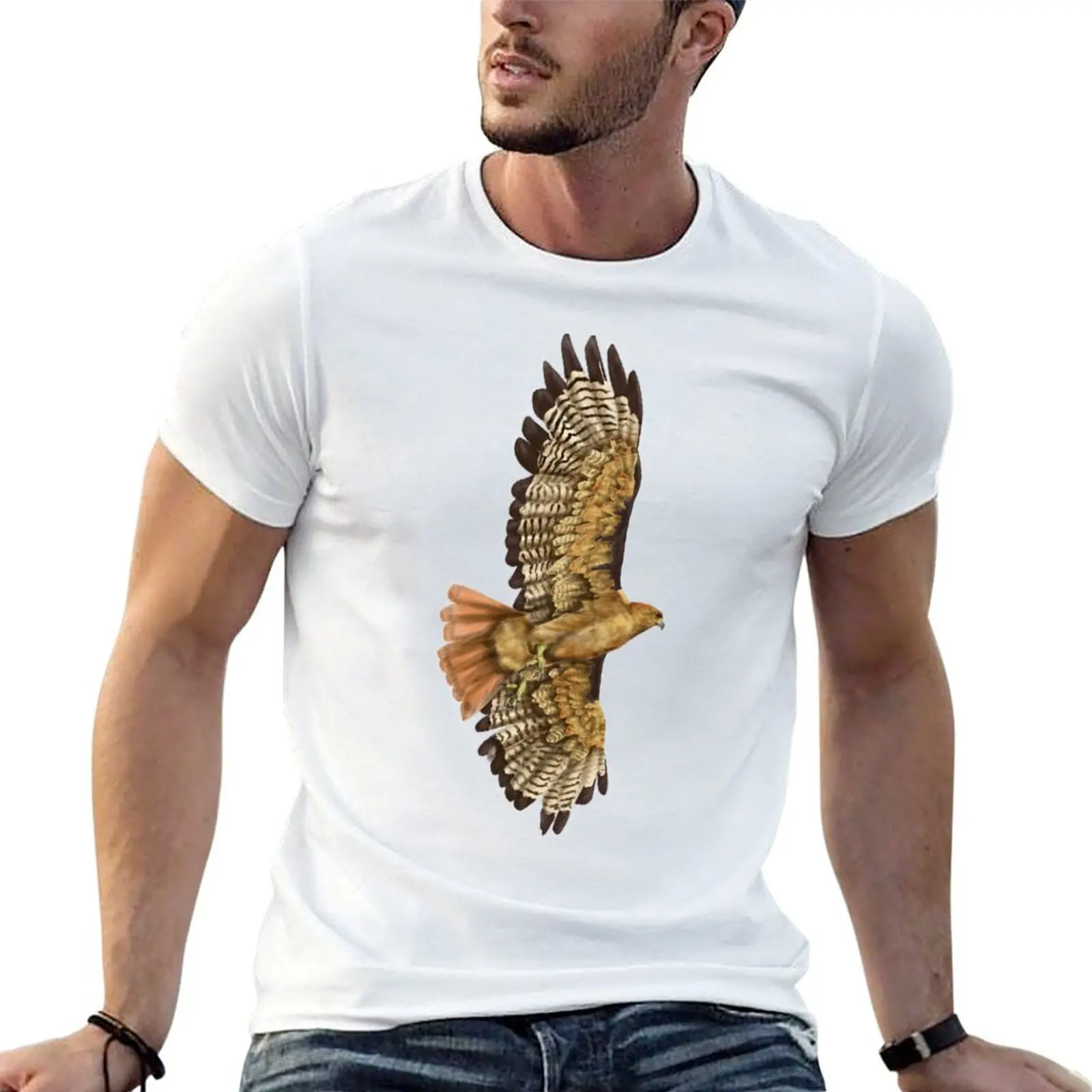 

Red tailed Hawk T-Shirt cotton t shirts man 100% funny t shirts cotton T-Shirt