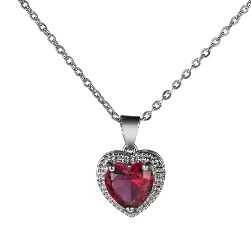 

Jellystory 925 Sterling Silver Ruby Emerald Necklace For Women Simple Heart Pendant Wedding Anniversary Fine Jewelry 2022 Trend