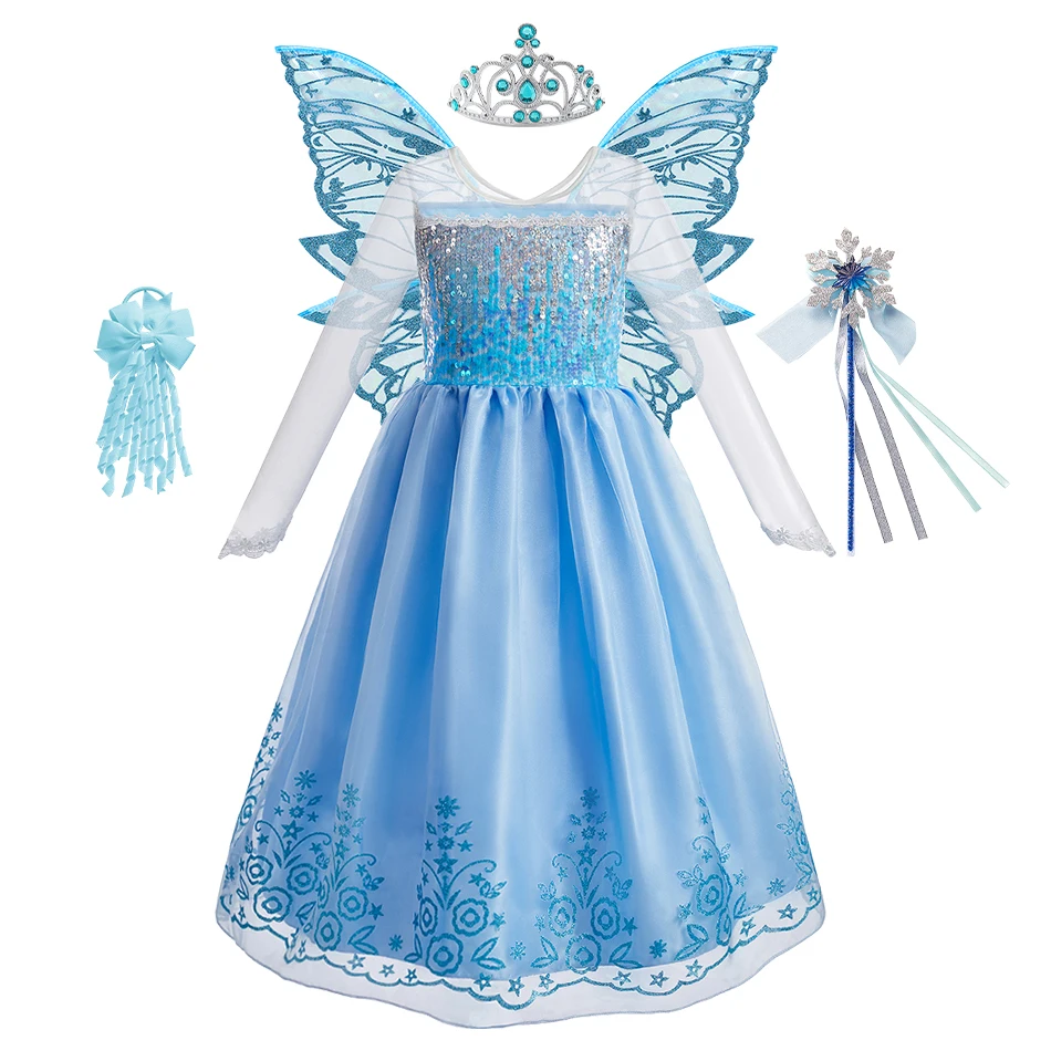 

Child Christmas Gift Party Dress Sets Girls Clothes Kids Halloween Elsa Princess Dresses Baby Girl Snow Queen Cosplay Costume