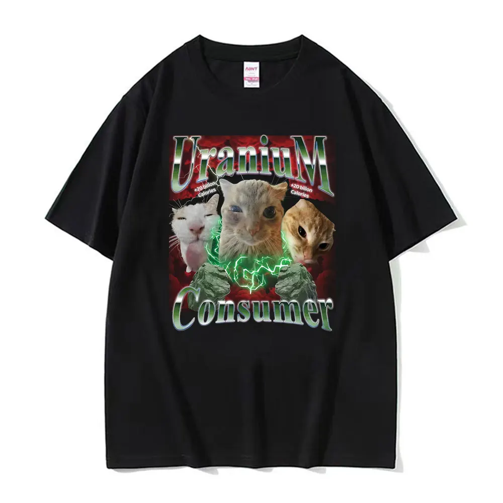 T-shirt amusant « Uranium Consumer » avec motif de chat chaotique, style Harajuku rétro, manches courtes d'été, vêtements streetwear pour femmes, mode