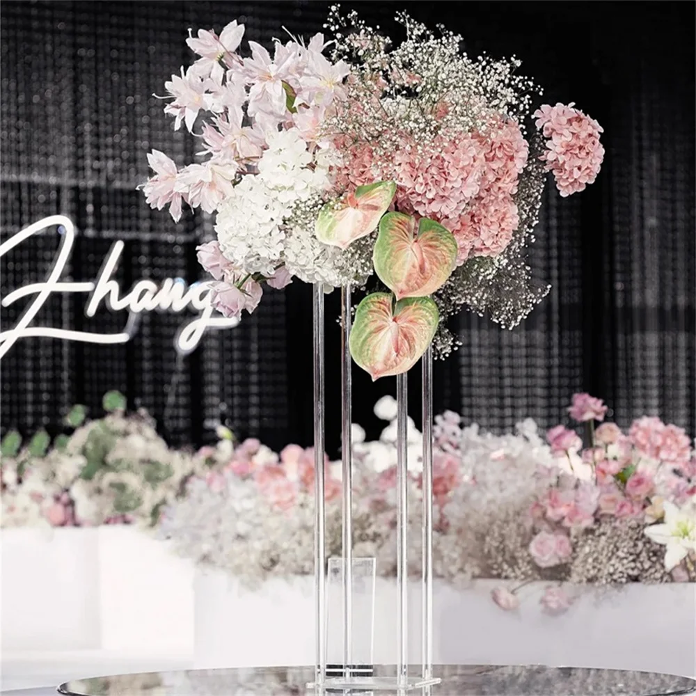 Transparent Crystal Flower Stand AcrylicTable Centerpieces  Weeding Decoration