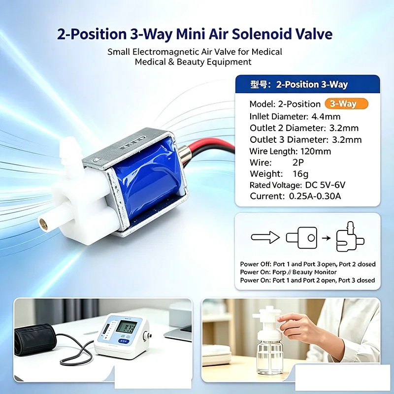3/2 Way Micro Solenoid Valve DC 5V 6V NC NO Mini Air Gas Control
