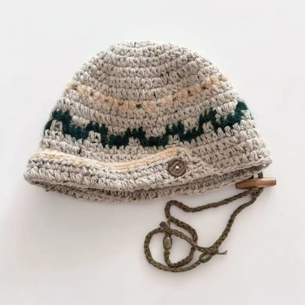 Soft Knitted Beanie Hat Women Winter Autumn Korean Style Button Cuff Cap Breathable Stretchy Warm Casual Head Accessory