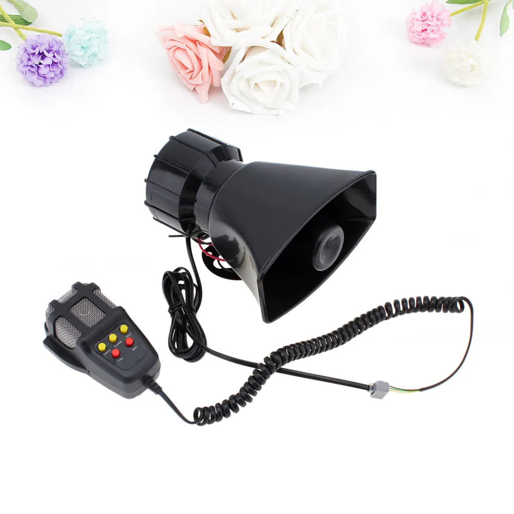 

100W 12V 5 Sound Electric Horn for Car Moped Motorcycle Loud Clear Voice Universal Fit Black Electric Horn Loud Speaker for Car