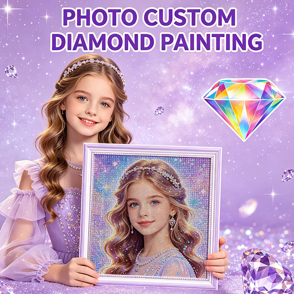 Huacan Personalisiertes Foto-Diamantmalerei-Set 5D zum Gestalten Ihres eigenen Bildes, Diamantmosaik, Wanddekoration für Zuhause, einzigartiges Geschenk
