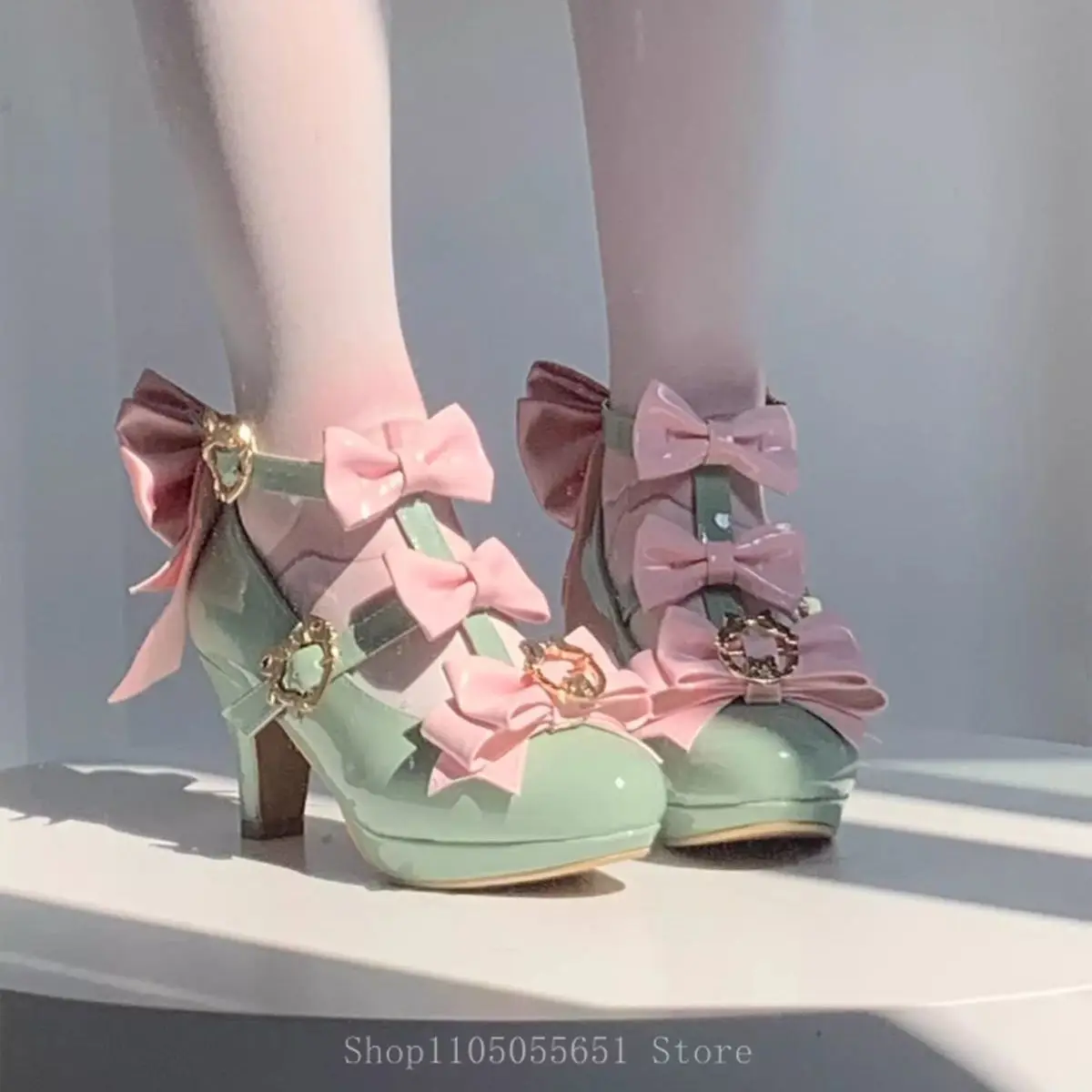 

Lolita Sweet Pure Desire Butterfly Bow Love Metal Buckle Mary Jane Vitality Girl Lo Shoes