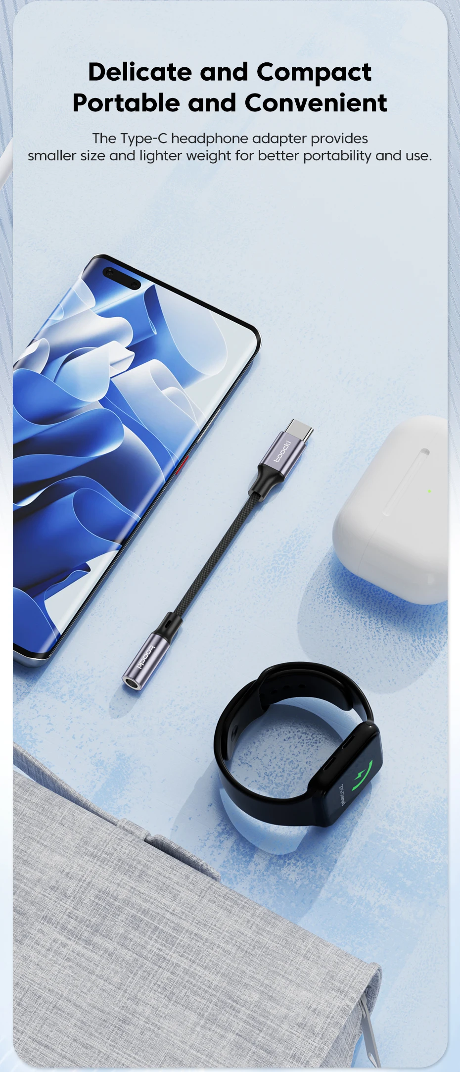 Toocki typ c bis 3,5mm kopfhörer buchse aux usb c kabel kopfhörer adapter 3,5 buchse audio kabel für huawei p20 xiaomi mi 13 samsung – Detail 8