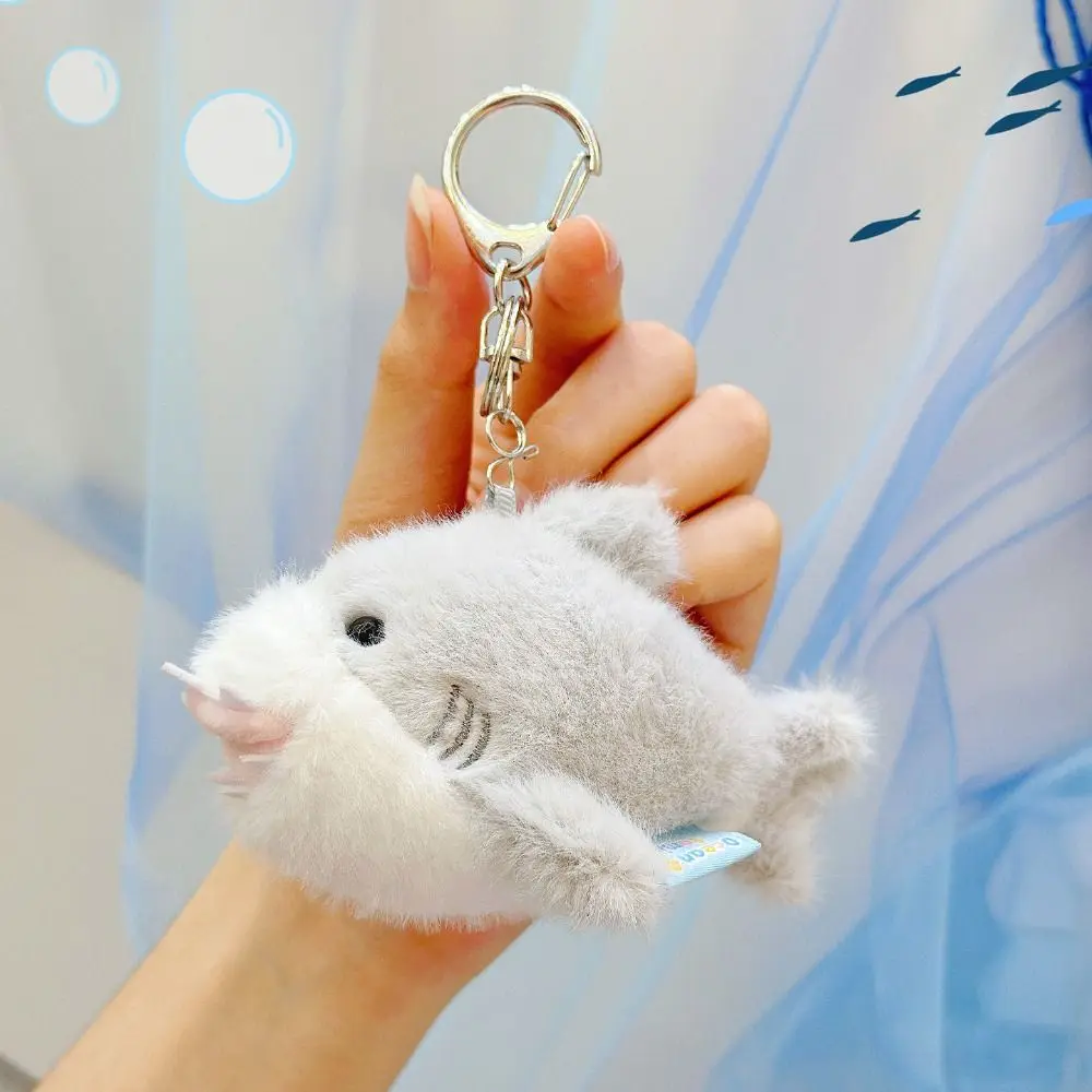 Soft Ocean Animal Keychain Small Turtle Simulation Fluffy Whale Keyring Collection PP Cotton Press Sound Pendant Home Decor