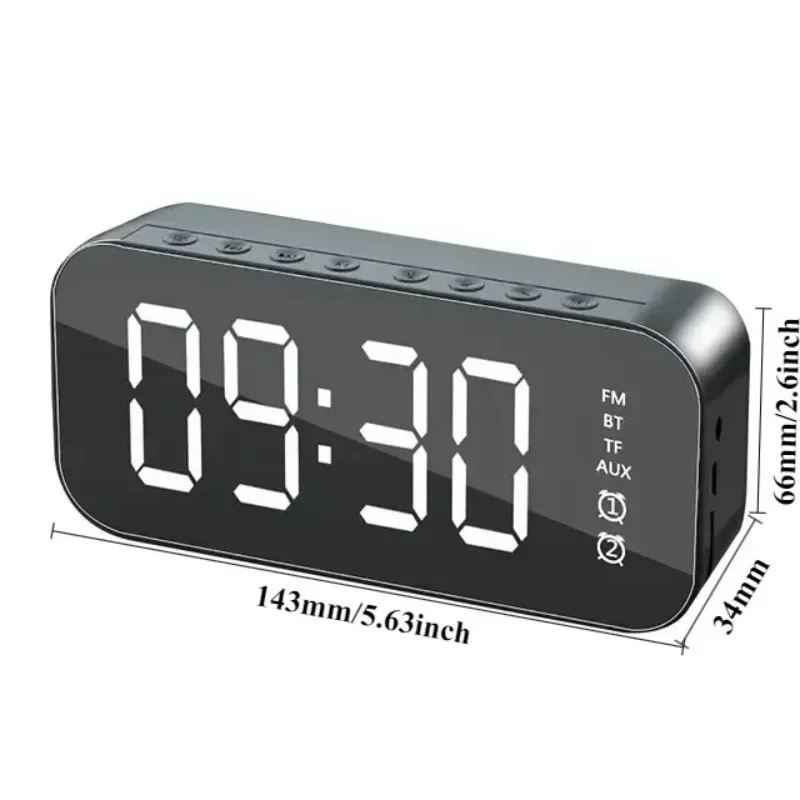 LED Alarm Clock Wireless Bluetooth Speaker Clock Desktop Decoration Electronic Desk Decorations Table Bedroom Bedside Digital