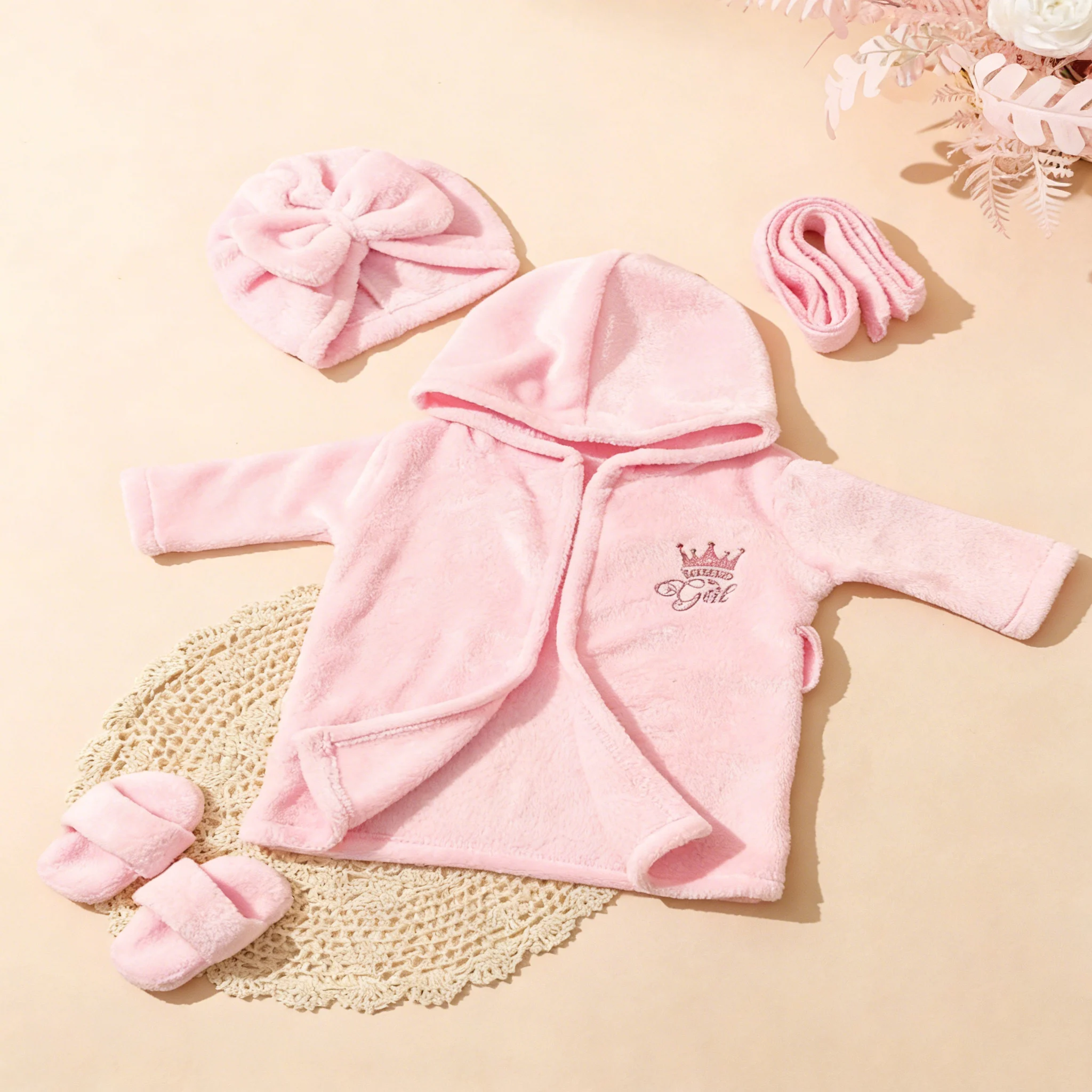 Newborn Photography Props Bathrobes Bath With Belt Shower Cap Outfit Photo Props for Infant Boys Girls Shoot  Accessories-HD image 6