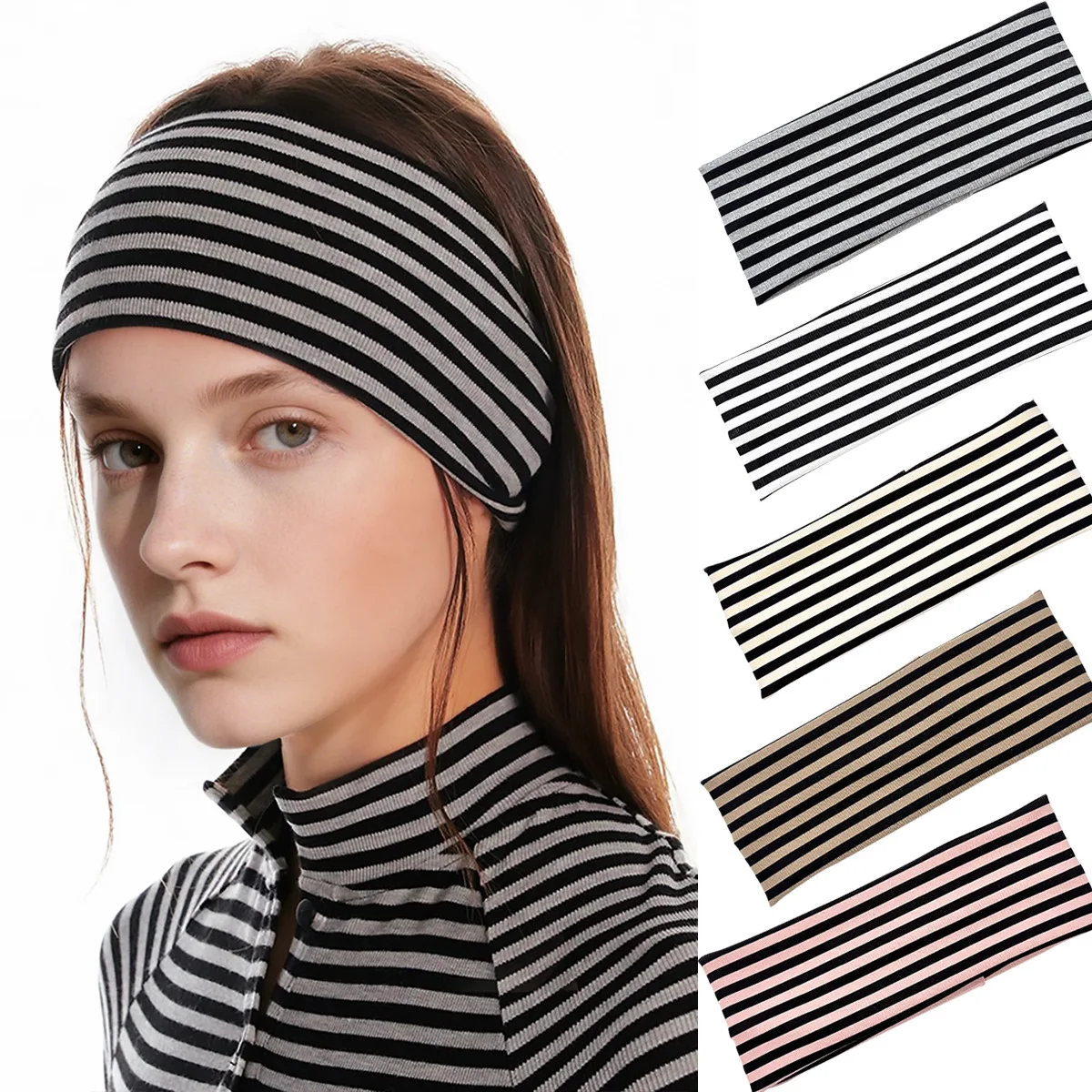 Simple Striped Elastic Headband for Both Men and Women Sports and Fitness Yoga Headband Fashion Hair Hoop Styling Accessories