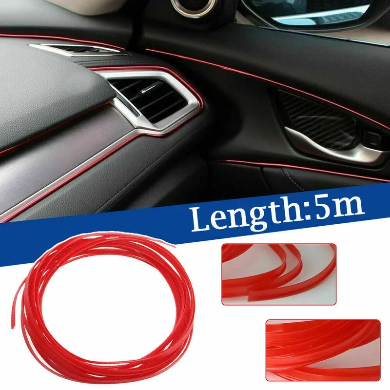 5Meter DIY Car Interior Dashboard Panel Gap Flexible Decoration Moulding Trim Strip Line Protector Car Accessories Universal