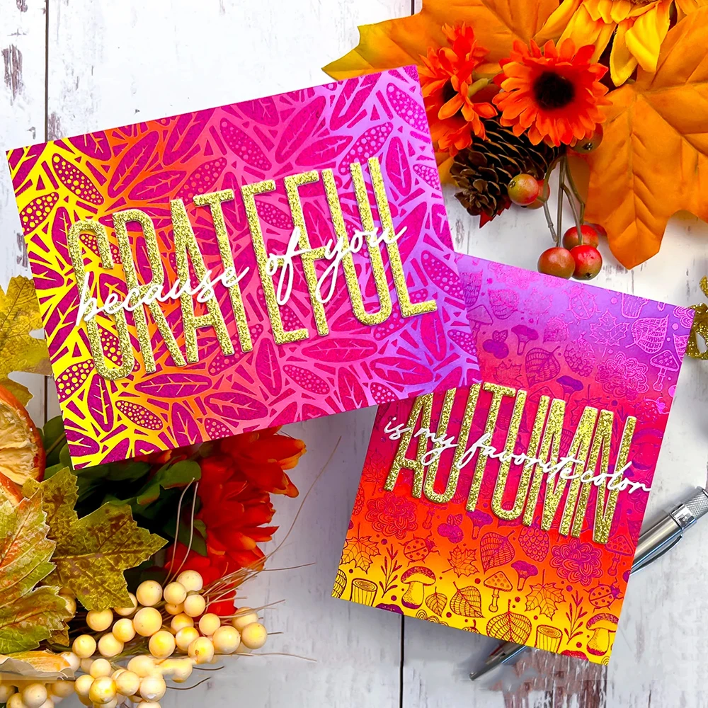 Boo Pine Pumpkin Fall Leaves Metal Cutting Dies Grateful Autumn Bold Words Dies Dandelion Stamps for Diy Halloween Paper Card