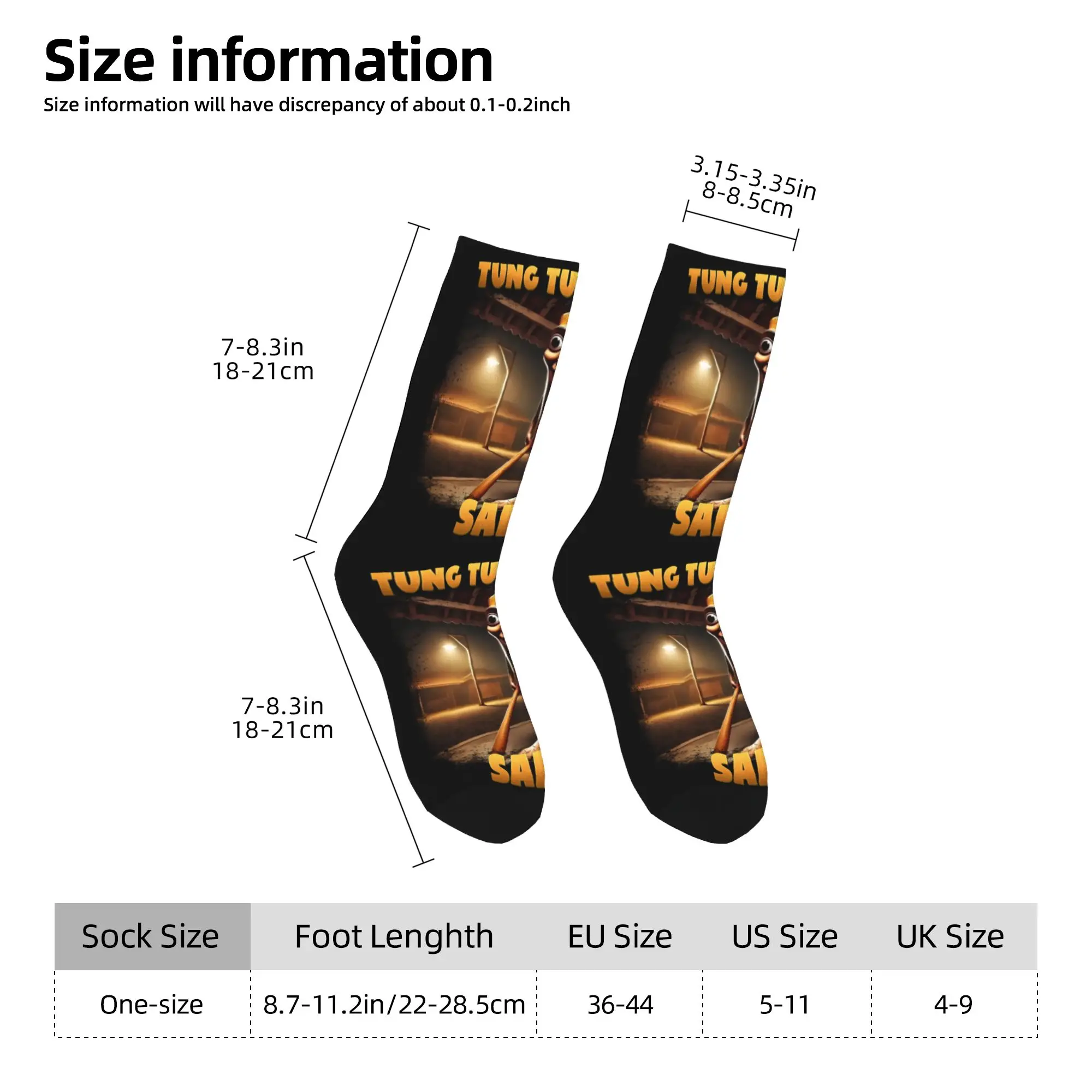 Kawaii Tung Tung Tung Sahur Funny Meme Italian Brainrot Socks Women Men Warm 3D Printed  Sports Football Socks - view 3