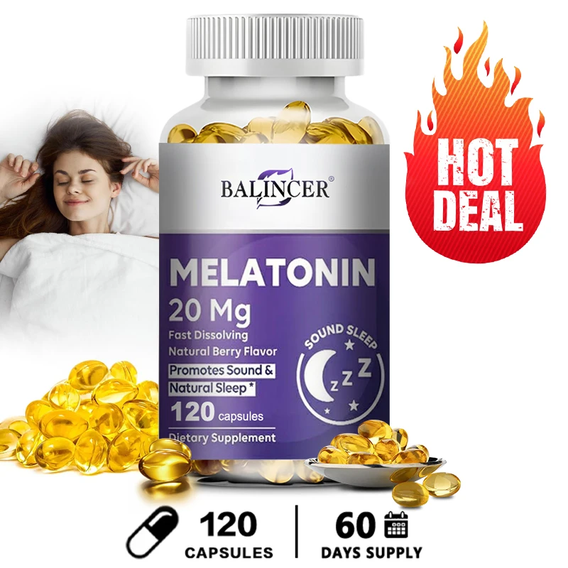 Melatonin Capsules - Relieve Insomnia, Help Improve Sleep Quality, Reduce Waking Time, Help Deep Sleep Beauty and Health Food