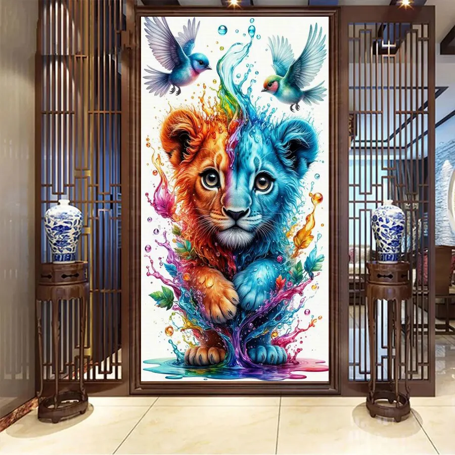 

Colorful Little Tiger and Bird Diy Diamond Arts Painting Kits New Collection Animals Large Size Full Mosaic Embroidery Pictures