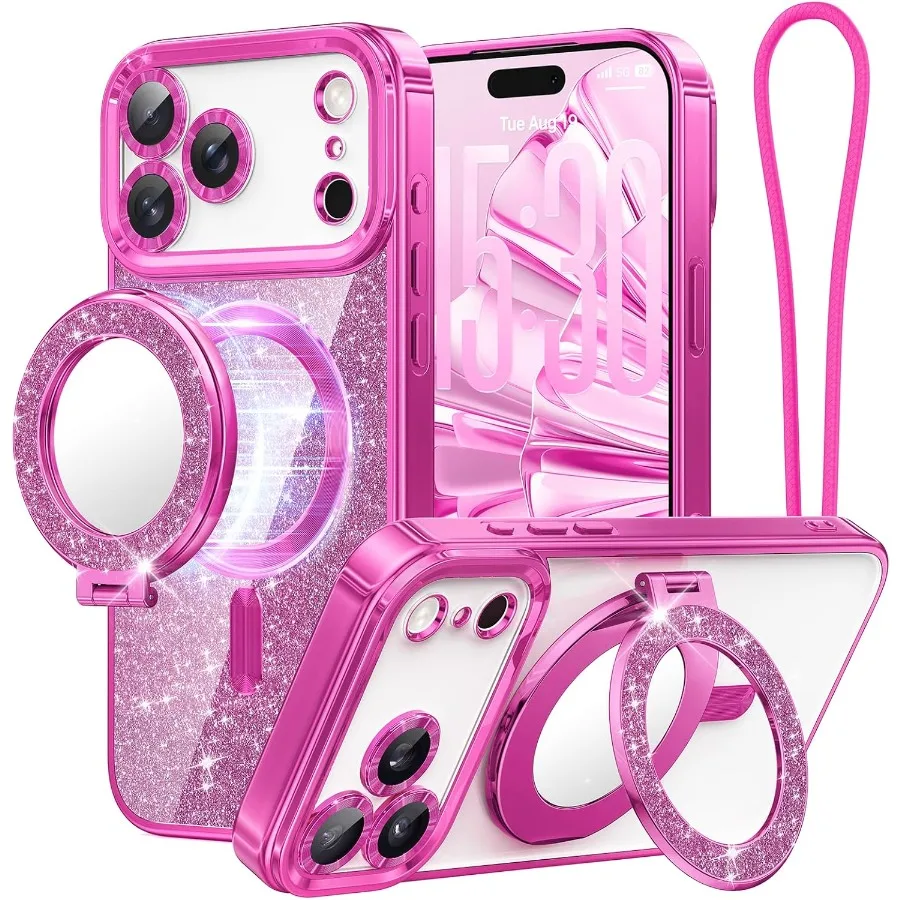 

Магнитный чехол для iPhone 17 Pro со съемной подставкой для телефона для просмотра без помощи рук