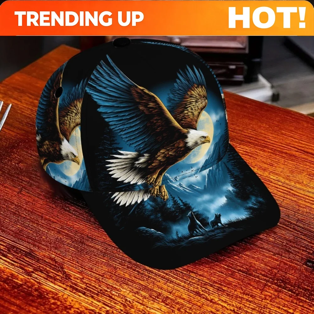 1pc, Stylish Baseball Cap with a 2D Flat Print of a Flying Bird Over The Moon – Hard Top, Trendy Hip-Hop Style, Versatile Sun Pr