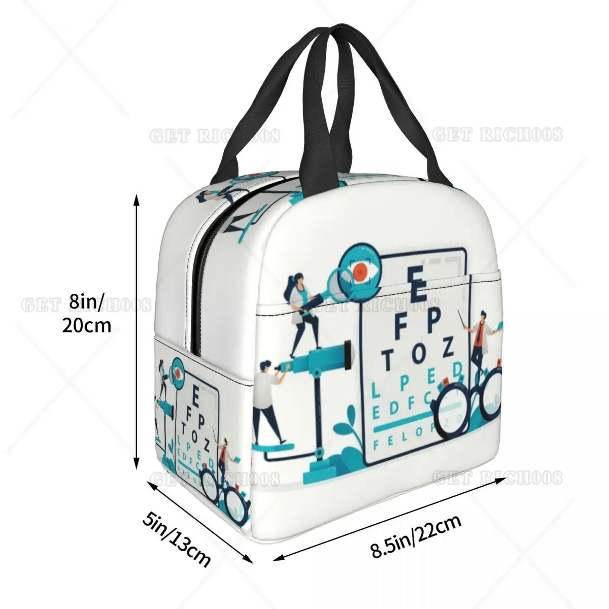 Eye Exam Insulated Lunch Bags for Women Kids Caring for The Eyes Optometrist Optician Portable Thermal Cooler Bento Box School