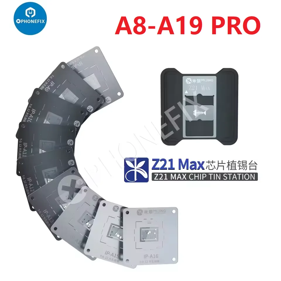 Mijing Z21 MAX CPU BGA Reballing Stencil Platform for iPhone  6-17 Pro Android Qualcomm Snapdragon IC Chip Planting Tin Templat