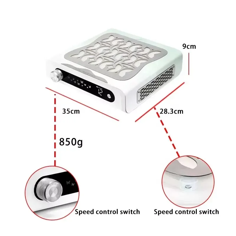For 60W Powerful Portable Vacuum Cleaner Desktop Nail Dust Collector Rechargeable Professional Salon Manicure Tool