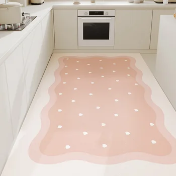 모던한 미니멀리스트 발코니 바닥 매트, 얼룩 및 내유성, 주방 러그, 가정용 Pvc 가죽 러그, 넓은 공간, 두꺼운 세탁 가능한 카펫 