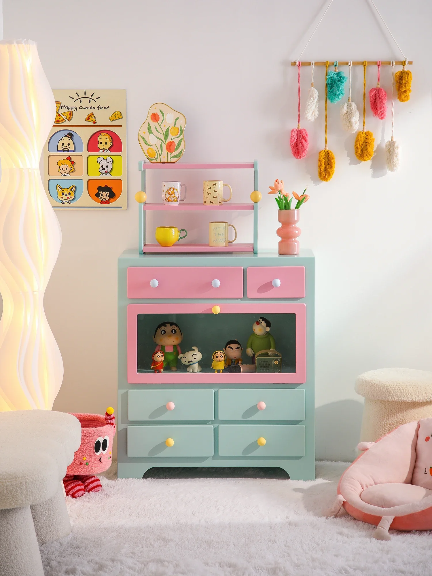 Dopamine Drawer Chest Bedroom Color Storage Cabinet Living Room Sofa Side Cabinet Children's Figure Display Cabinet