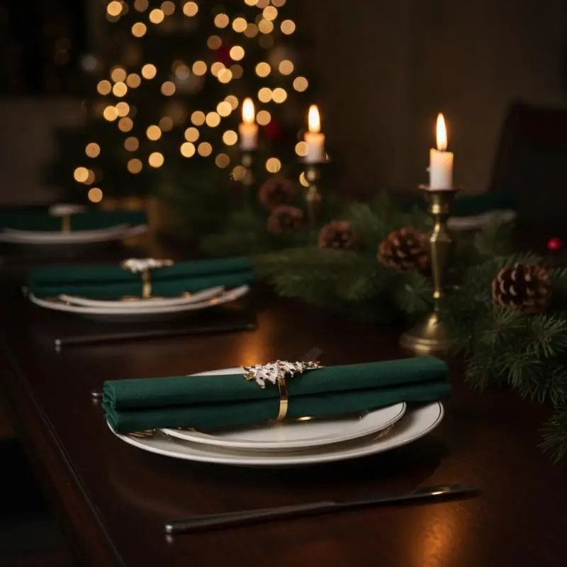 Christmas Tree Napkin Rings White 1Pcs Lightweight Table Decor for Holiday Gift Travel Camping Dinner Party Use