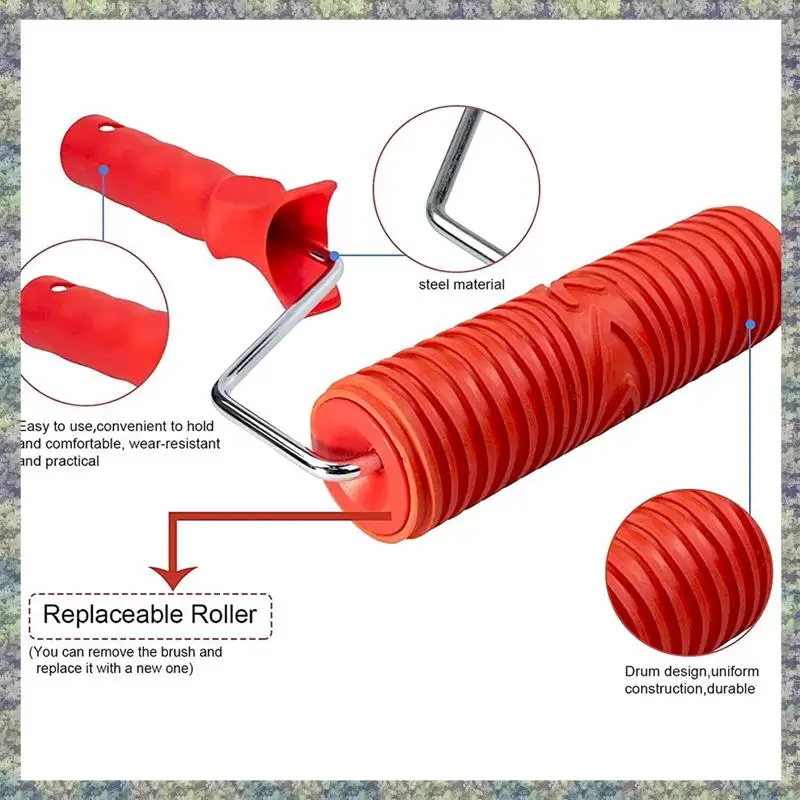 

Валик для краски WON, валик для краски, набор инструментов для древесного зерна, инструмент для изготовления древесины с ручкой для украшения стены и дерева